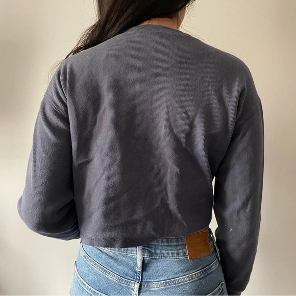 👚Wilfred Free by Aritzia  Dusty Blue Crop Top! Woman’s Size Small 👚 - Picture 4 of 11